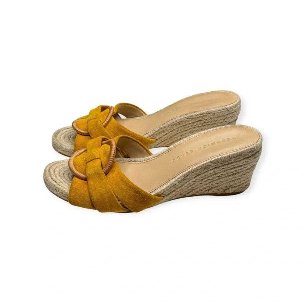 Veronica Beard 𒀭 Ivy Woven Wedges Espadrilles Sandals 𒀭 Saffron Suede 𒀭 6.5M